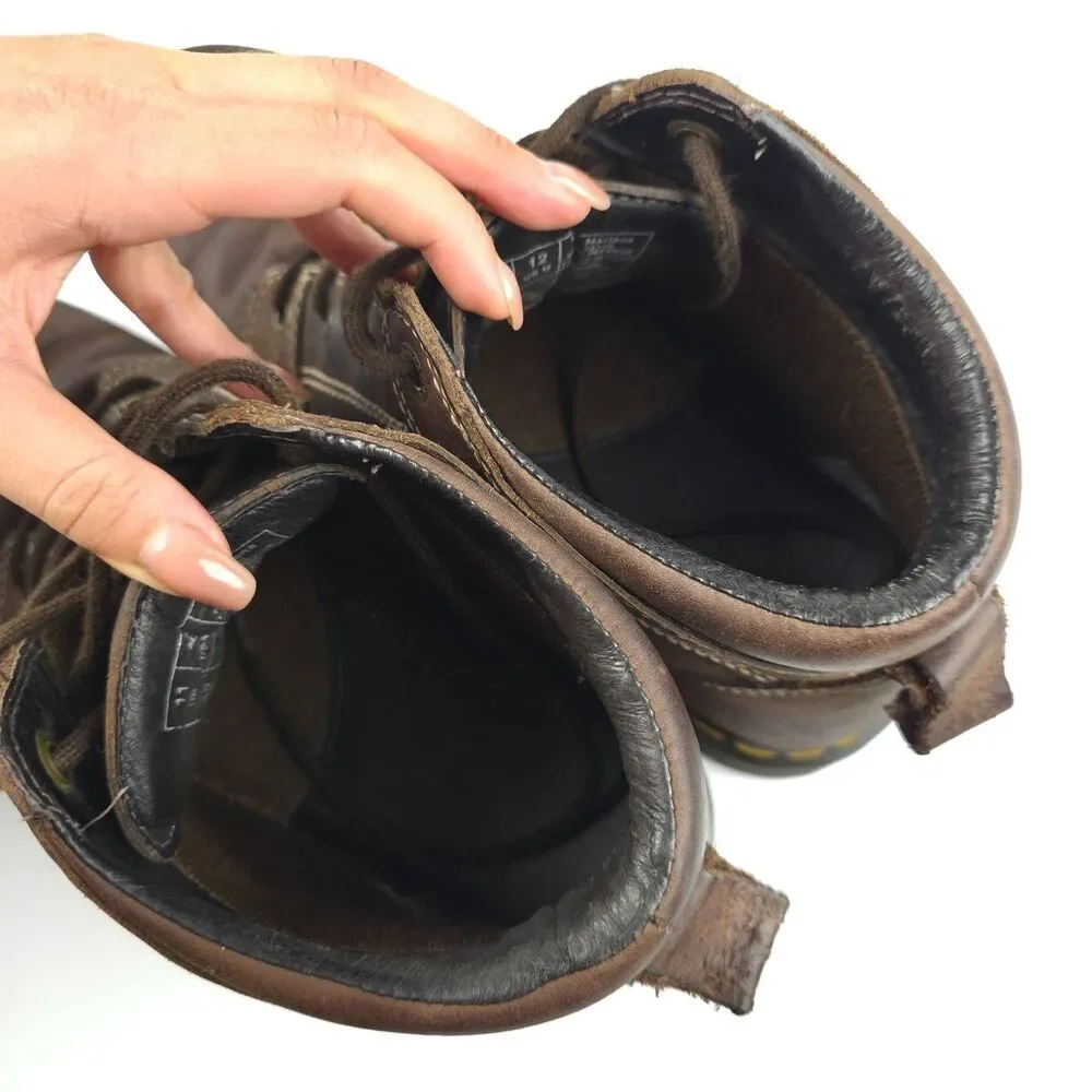 DR MARTENS Vintage 12119 Ankle Work Boot Brown Leather 90s Y2k Streetwear Grunge